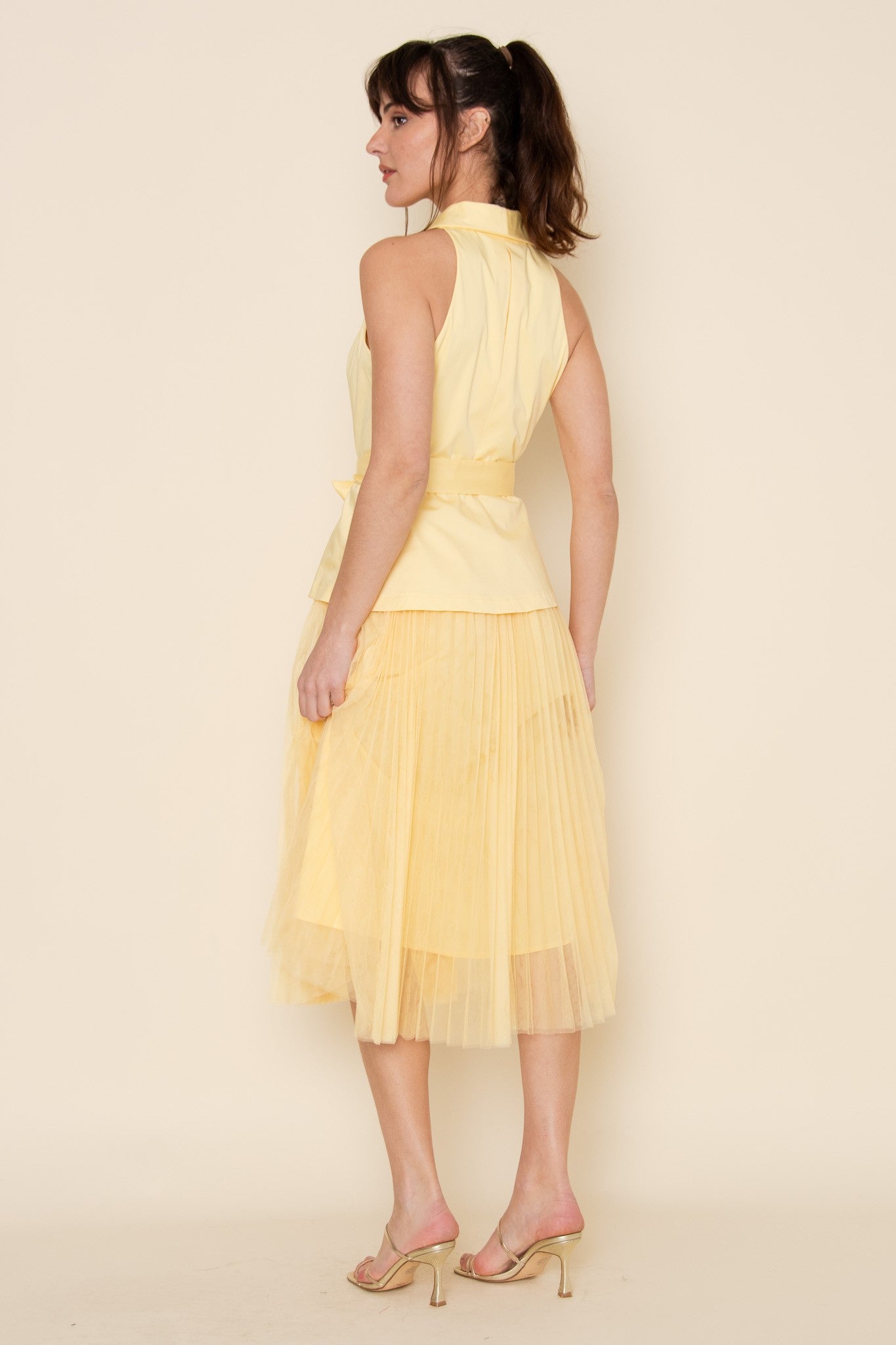 Suit Vest Mesh Maxi Dress