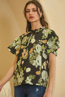 Tie Yoke Floral Blouse
