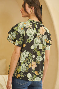 Tie Yoke Floral Blouse