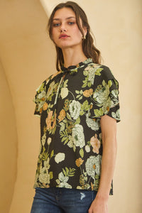 Tie Yoke Floral Blouse