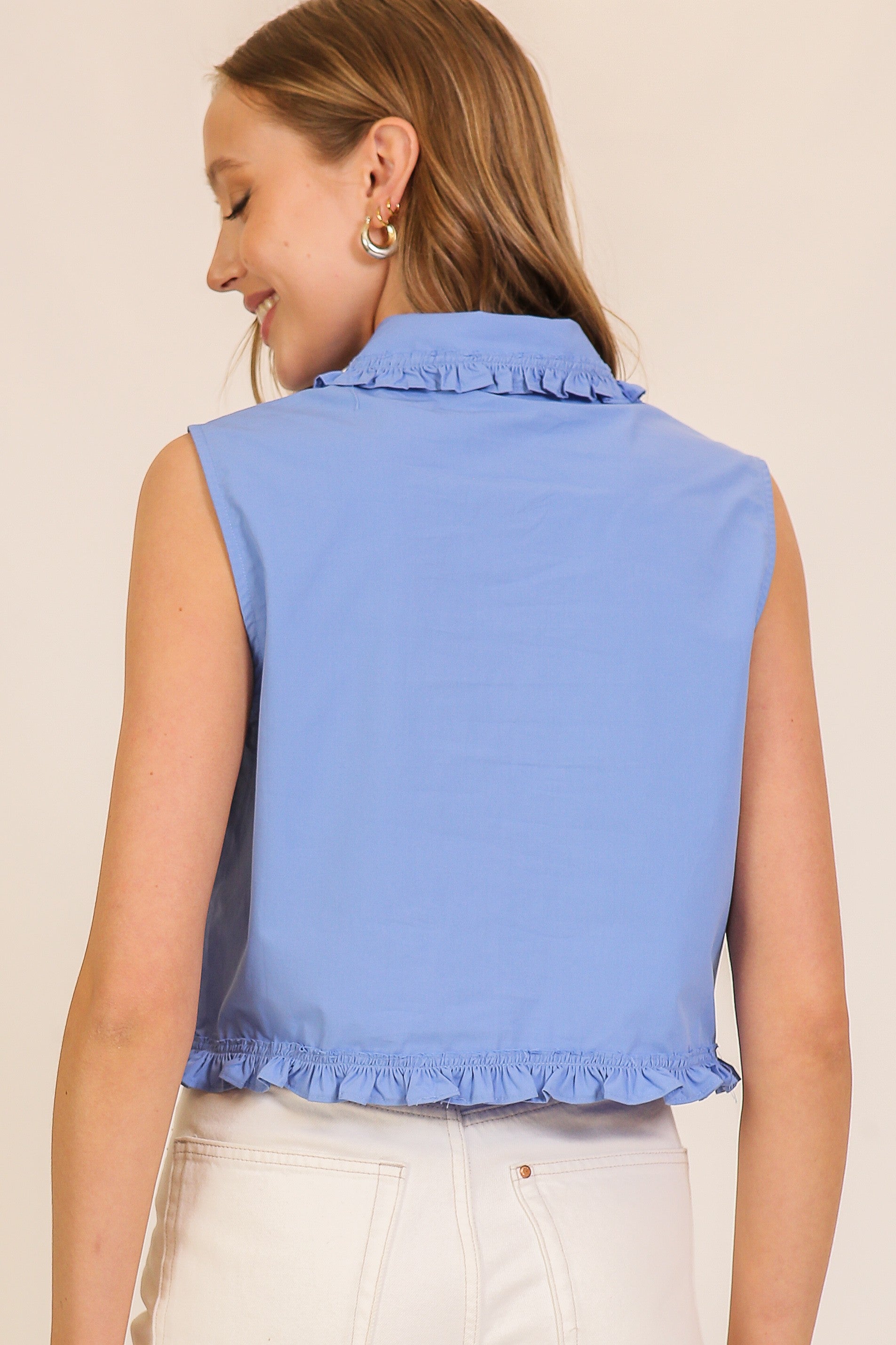 Sleeveless Frilly Top