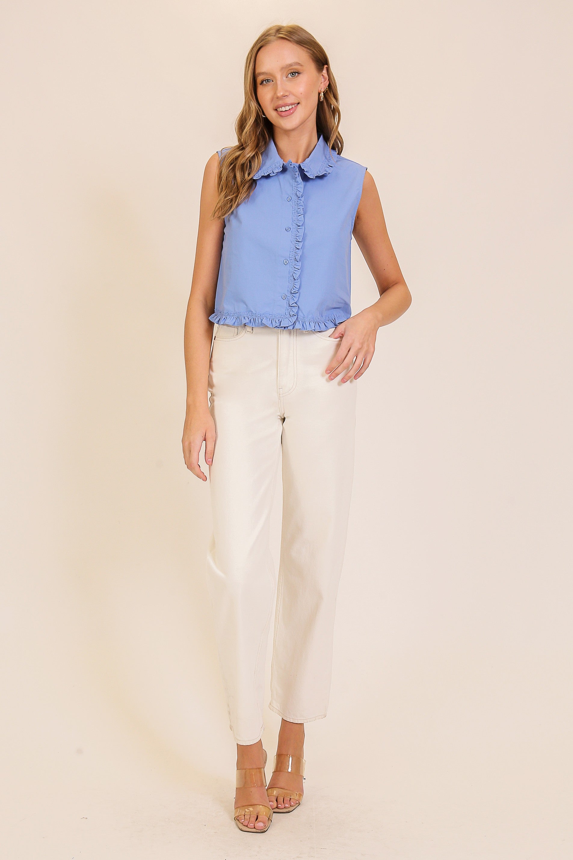 Sleeveless Frilly Top