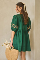 Front-Tie Embroidered Mini Dress