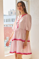 Contrast Striped Mini Dress