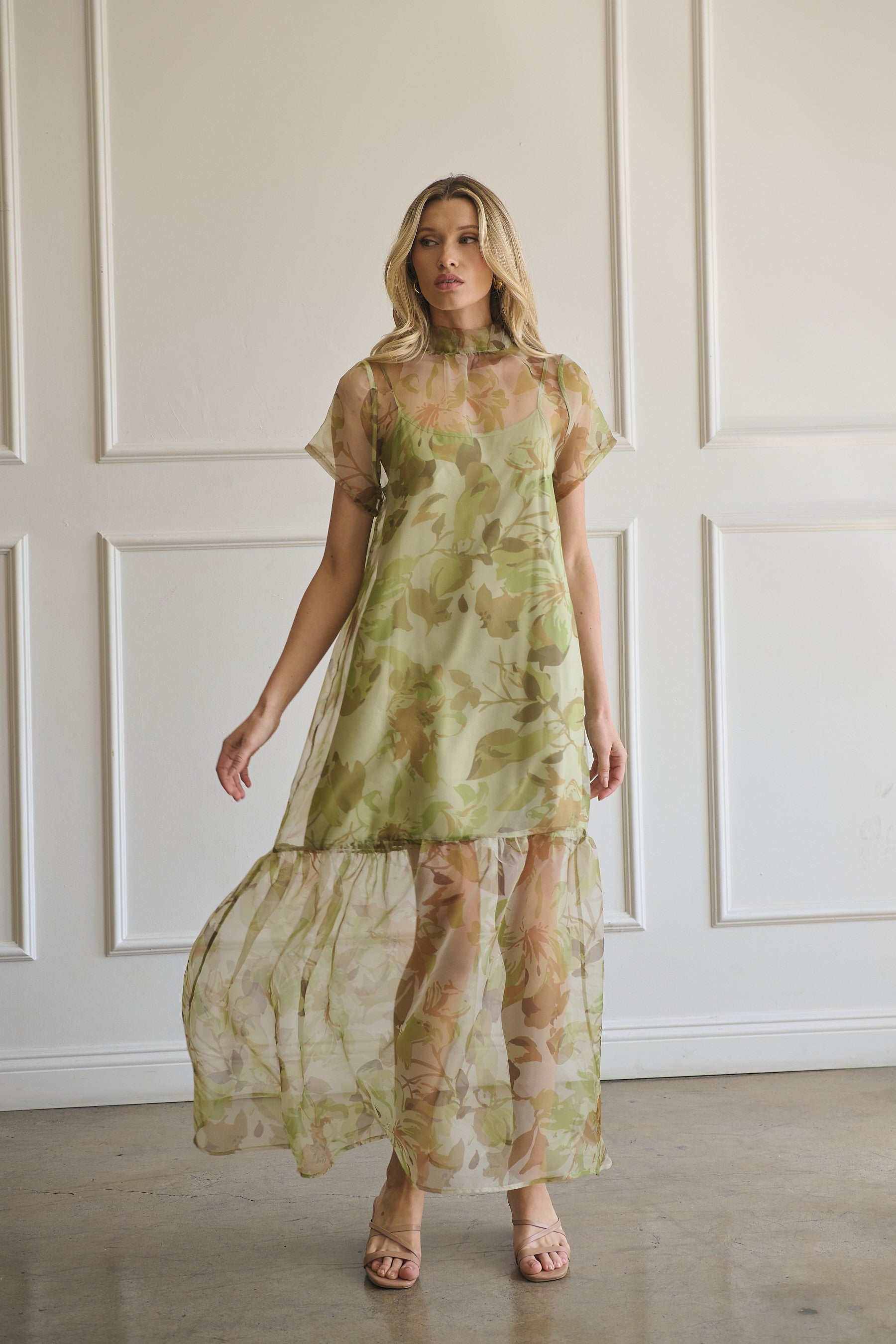 Floral Organza Midi Dress