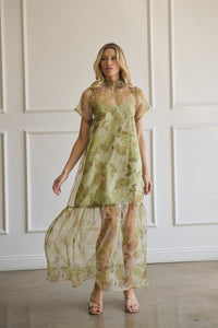 Floral Organza Midi Dress