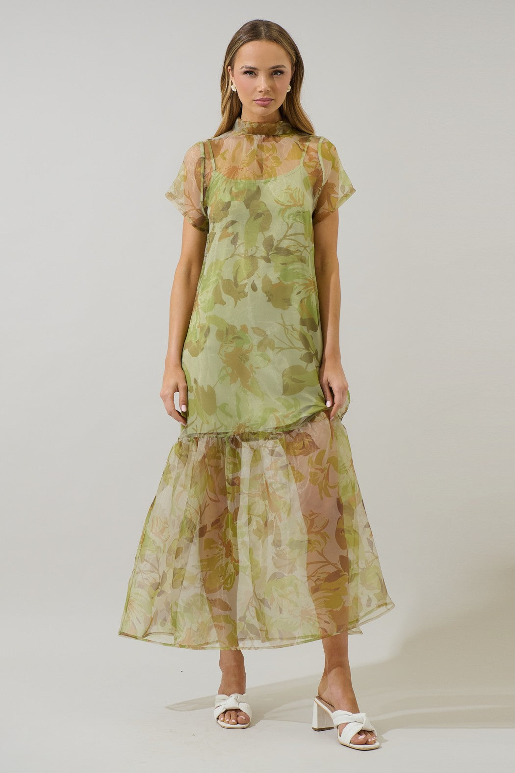 Floral Organza Midi Dress