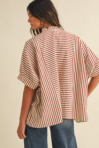 Striped Ruffle Neck Tunic