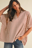 Striped Ruffle Neck Tunic