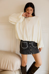 Long Sleeve Bubble Hem Blouse