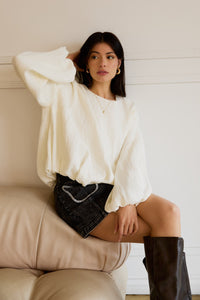 Long Sleeve Bubble Hem Blouse