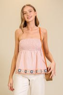 Strapless Smocked Crochet Top
