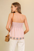 Strapless Smocked Crochet Top