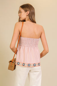 Strapless Smocked Crochet Top