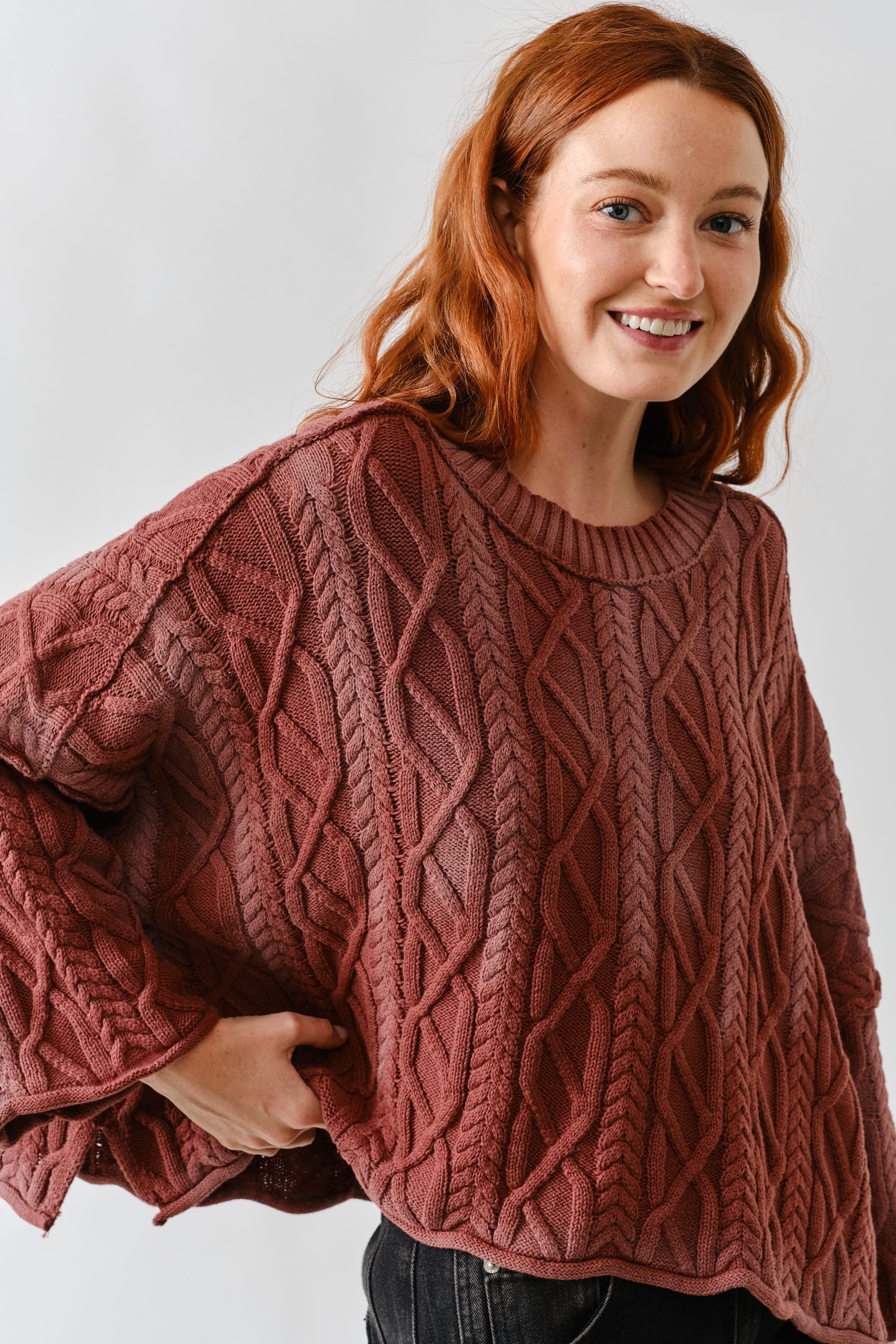 Washed Cable Sweater