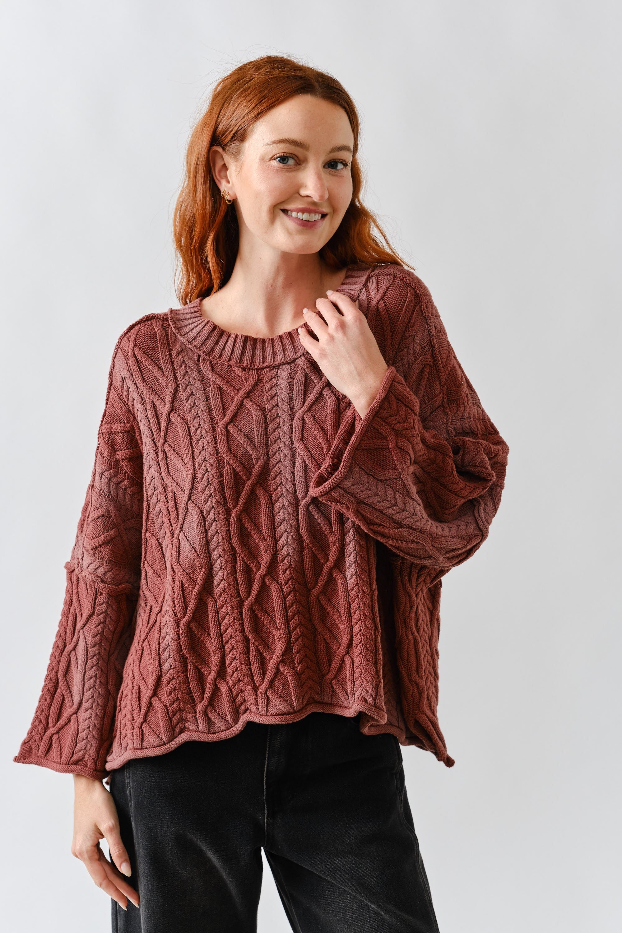 Washed Cable Sweater