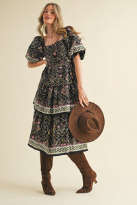 Floral Tiered Midi Dress
