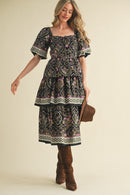 Floral Tiered Midi Dress