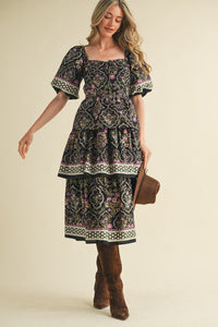 Floral Tiered Midi Dress