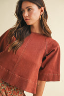 Denim Tie Back Detail Blouse