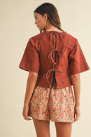 Denim Tie Back Detail Blouse