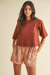 Denim Tie Back Detail Blouse