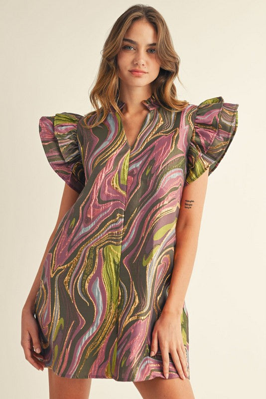 Abstract Jacquard Mini Dress
