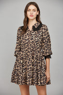 Lace Trim Leopard Dress
