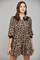 Lace Trim Leopard Dress