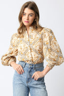 Printed Balloon Sleeve Shirt