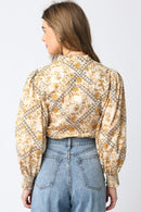 Printed Balloon Sleeve Shirt