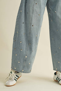 Studded Barrel Jeans