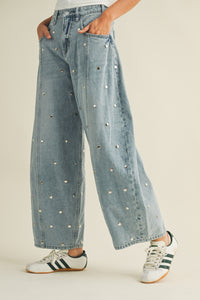 Studded Barrel Jeans