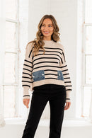 Denim Pocket Striped Sweater