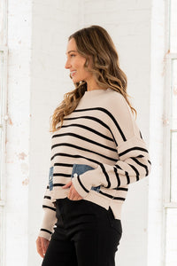 Denim Pocket Striped Sweater