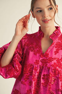 Floral Jacquard Mini Dress