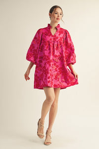 Floral Jacquard Mini Dress
