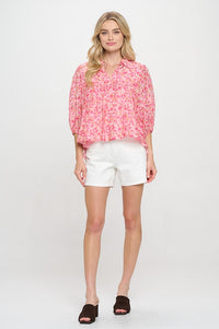 Romantic Floral Babydoll Blouse