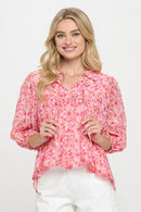 Romantic Floral Babydoll Blouse