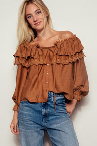 Lace Ruffle Off-The-Shoulder Top