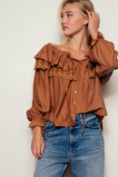 Lace Ruffle Off-The-Shoulder Top