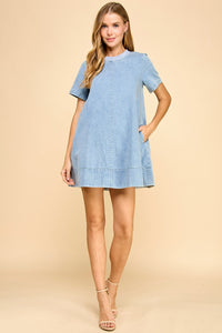Short Sleeve Denim Mini Dress