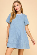 Short Sleeve Denim Mini Dress