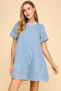 Short Sleeve Denim Mini Dress