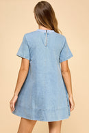 Short Sleeve Denim Mini Dress