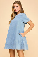 Short Sleeve Denim Mini Dress