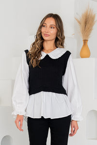 Peter Pan Collar Two-Fer Top