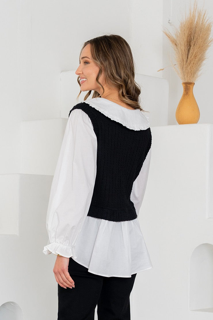 Peter Pan Collar Two-Fer Top