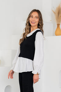 Peter Pan Collar Two-Fer Top