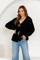 Rhinestone Bow Cardigan